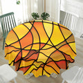 Yellow Stained Glass Mosaic Print Waterproof Round Tablecloth