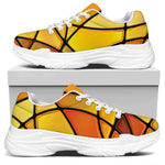 Yellow Stained Glass Mosaic Print White Chunky Shoes