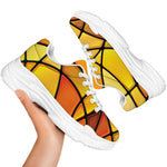 Yellow Stained Glass Mosaic Print White Chunky Shoes