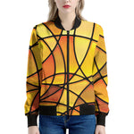 Yellow Stained Glass Mosaic Print Women's Bomber Jacket