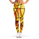 Yellow Stained Glass Mosaic Print Women's Leggings