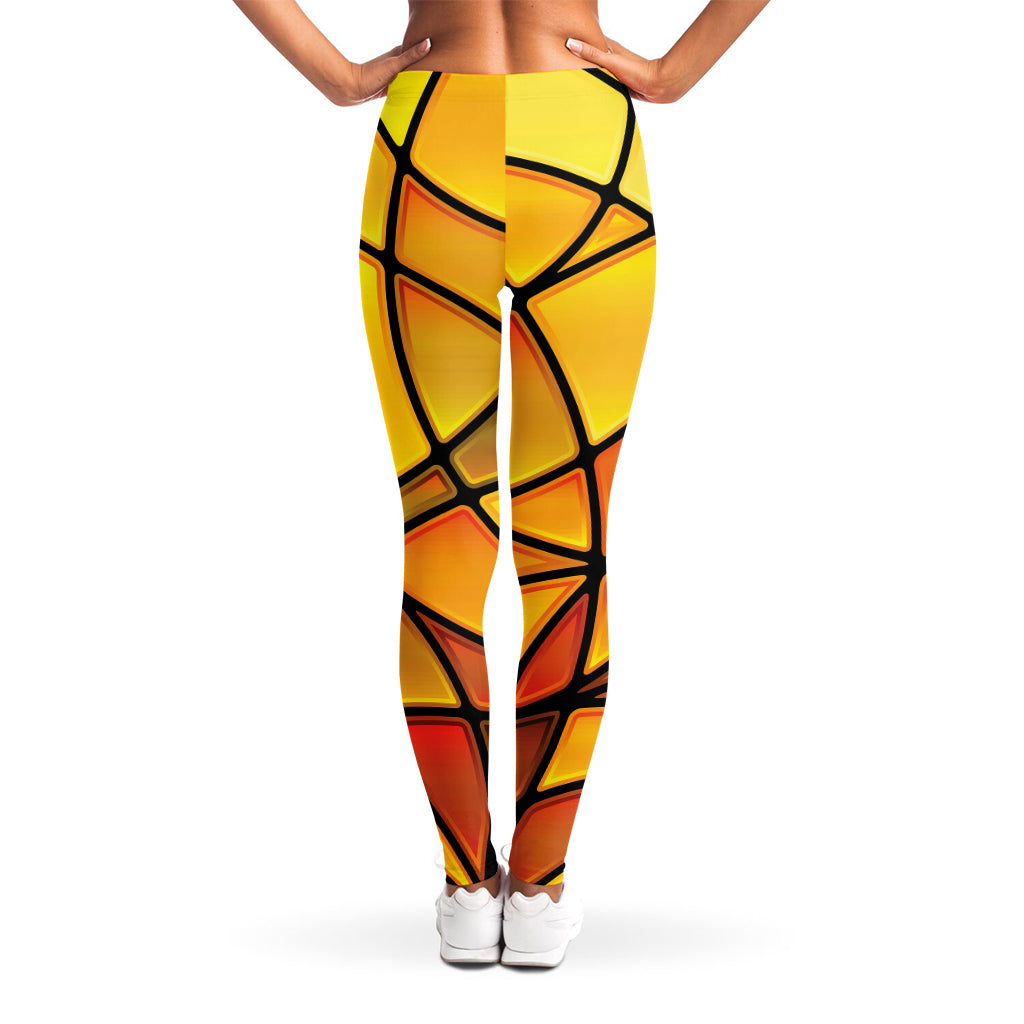 Yellow Stained Glass Mosaic Print Women's Leggings