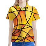 Yellow Stained Glass Mosaic Print Women's Polo Shirt