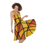 Yellow Stained Glass Mosaic Print Women's Sleeveless Dress