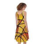 Yellow Stained Glass Mosaic Print Women's Sleeveless Dress