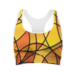 Yellow Stained Glass Mosaic Print Women's Sports Bra