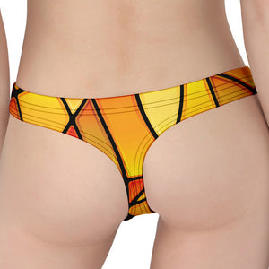 Yellow Stained Glass Mosaic Print Women's Thong