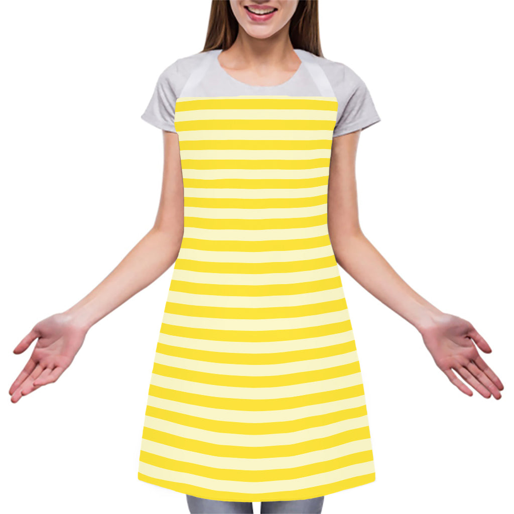 Yellow Striped Pattern Print Adjustable Apron