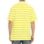 Yellow Striped Pattern Print Aloha Shirt