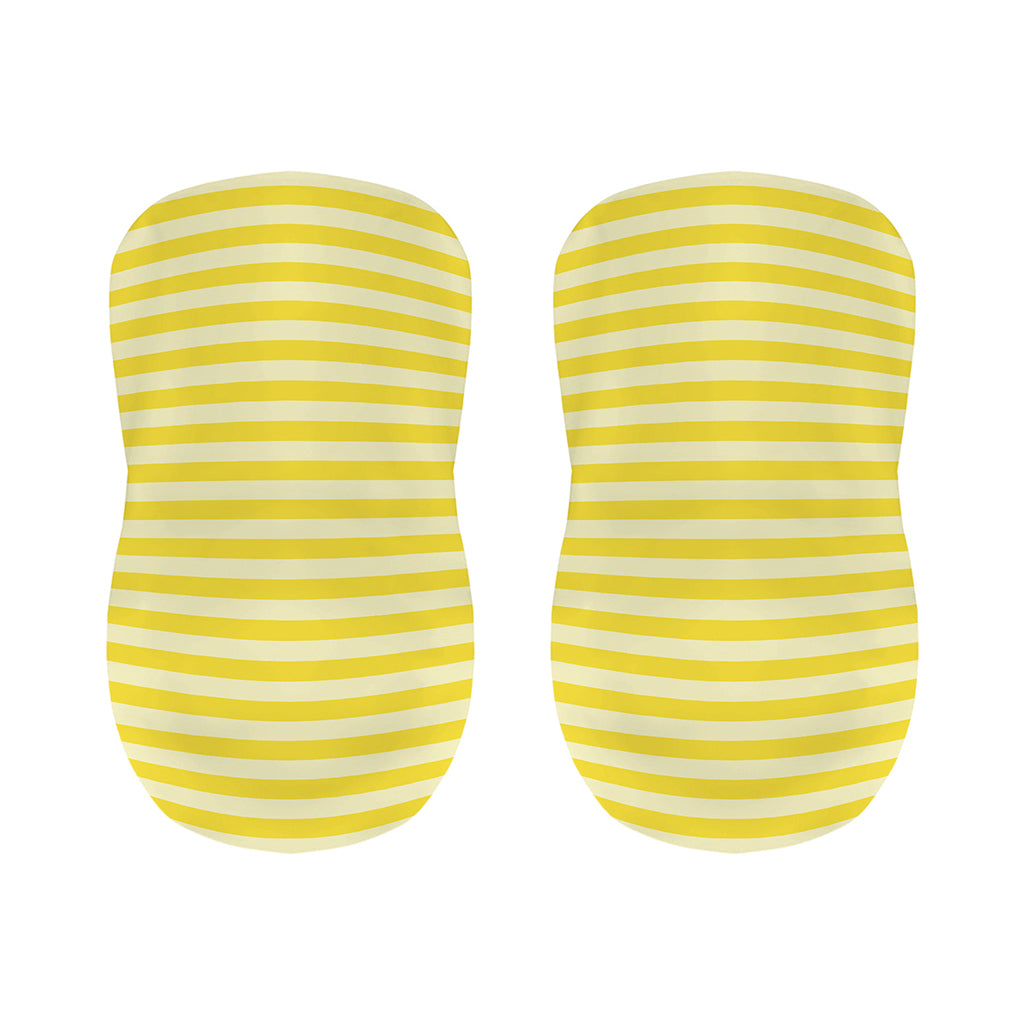 Yellow Striped Pattern Print Bar Stool Covers