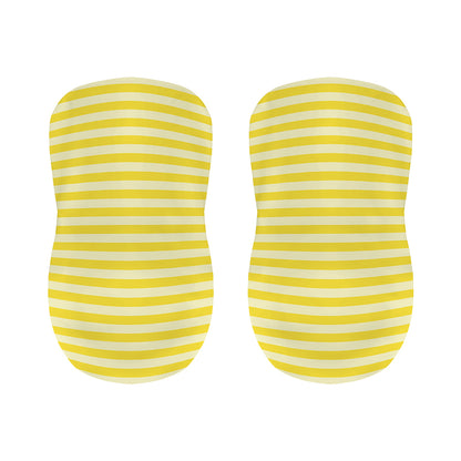 Yellow Striped Pattern Print Bar Stool Covers