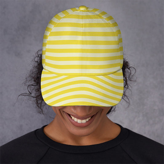 Yellow Striped Pattern Print Baseball Cap