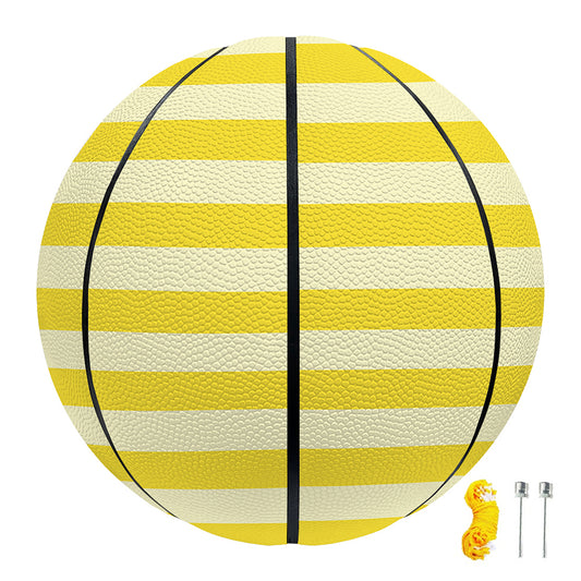 Yellow Striped Pattern Print Basketball