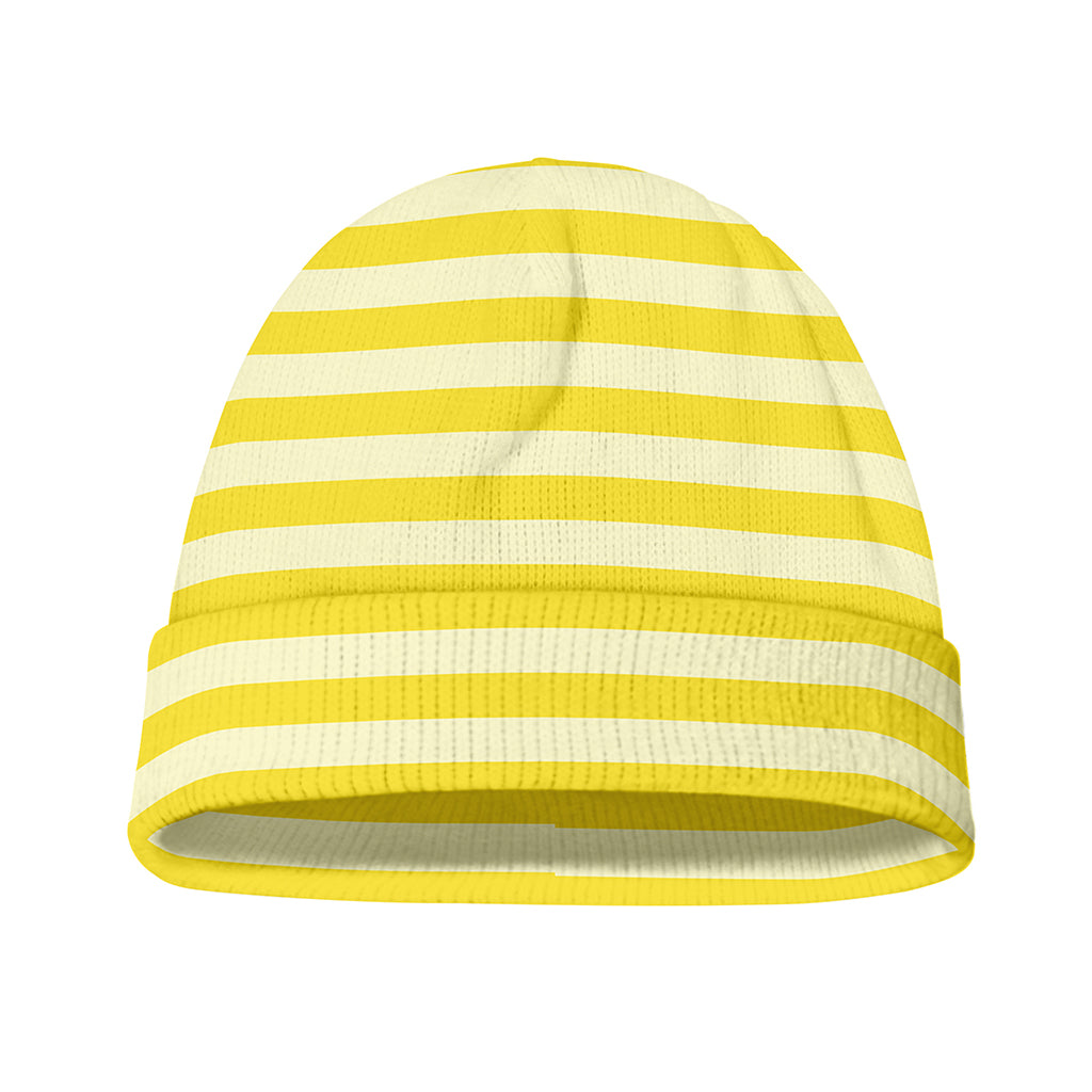 Yellow Striped Pattern Print Beanie