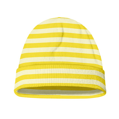 Yellow Striped Pattern Print Beanie