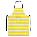 Yellow Striped Pattern Print Bib Apron With Pocket