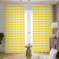 Yellow Striped Pattern Print Dimout Pencil Pleat Curtains