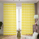 Yellow Striped Pattern Print Blackout Pencil Pleat Curtains