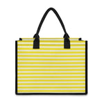 Yellow Striped Pattern Print Canvas Tote Bag