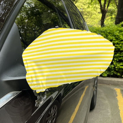 Yellow Striped Pattern Print Car Side Mirror Covers
