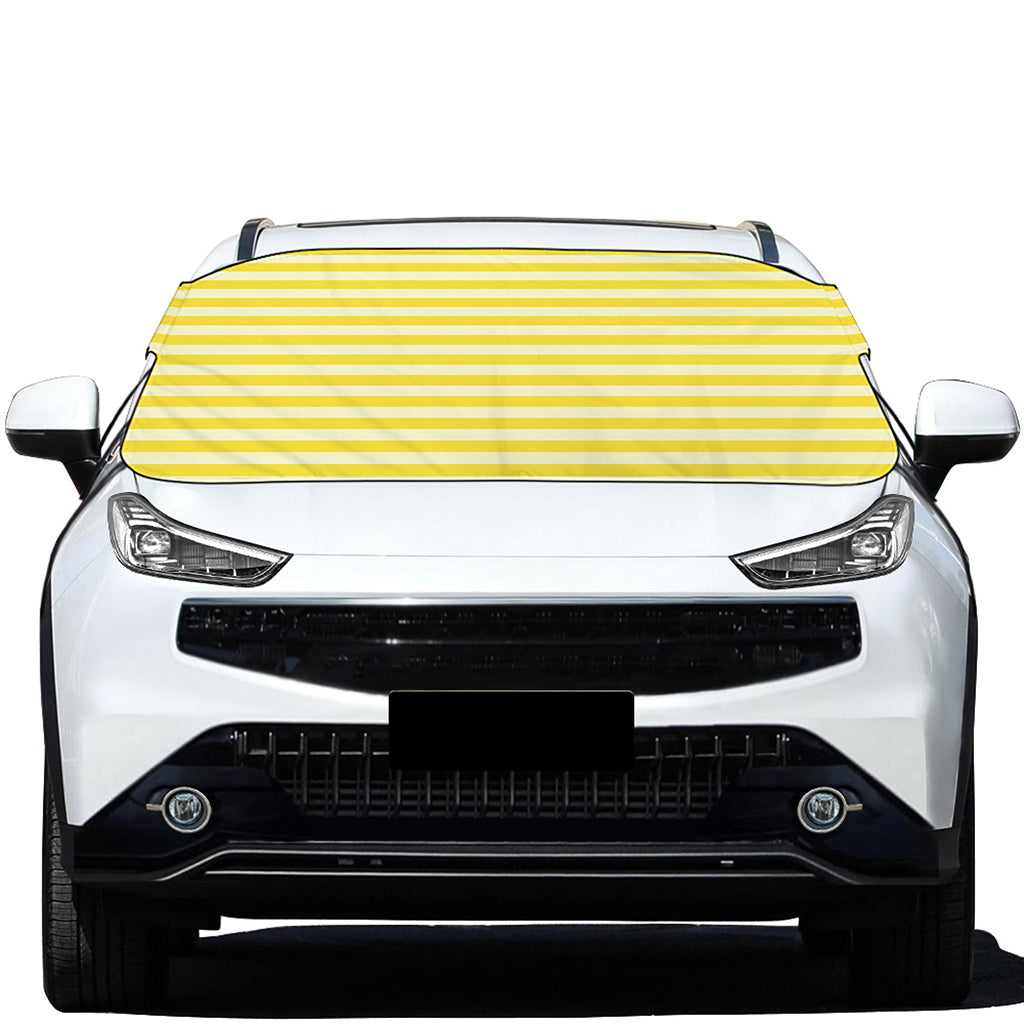 Yellow Striped Pattern Print Car Windshield Snow Cover