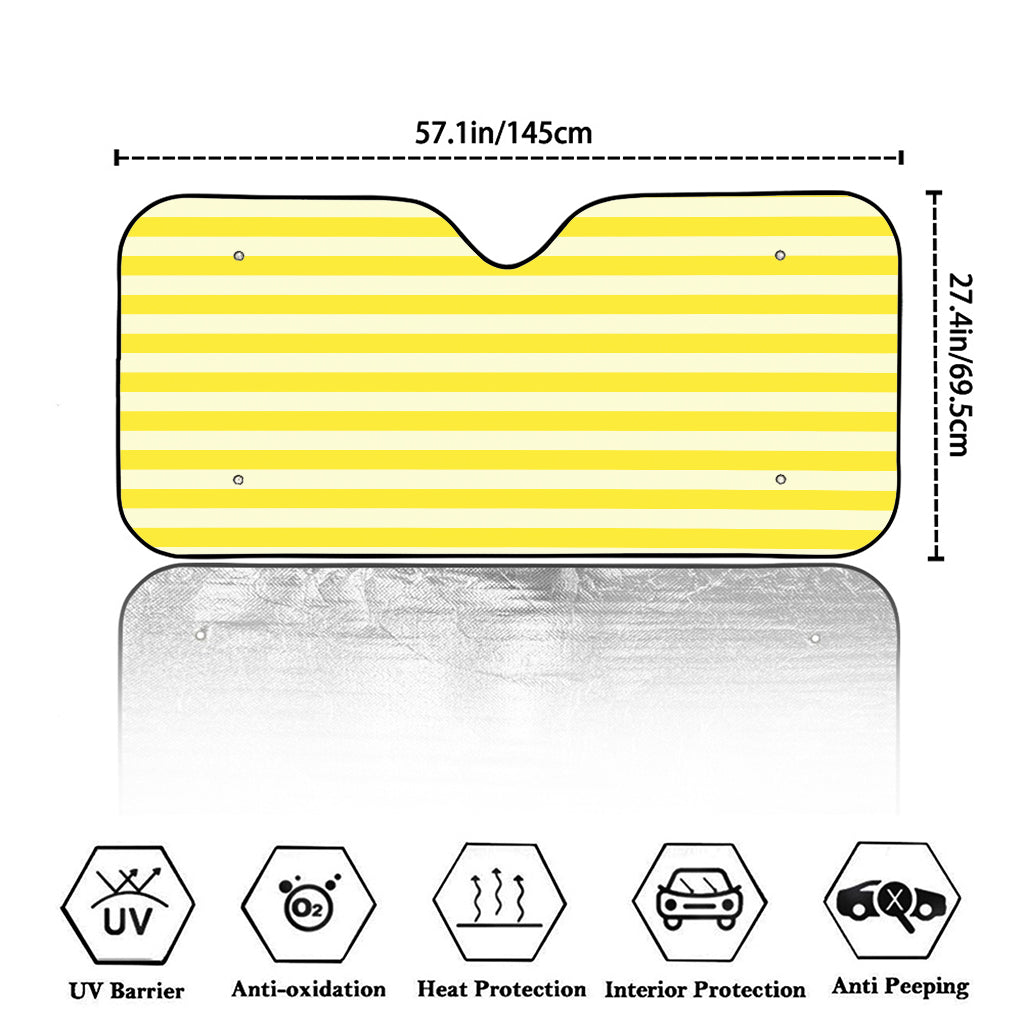 Yellow Striped Pattern Print Car Windshield Sun Shade