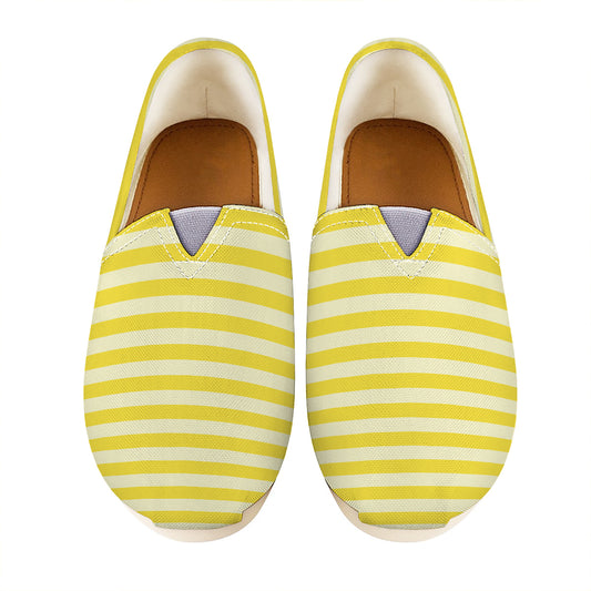 Yellow Striped Pattern Print Casual Shoes