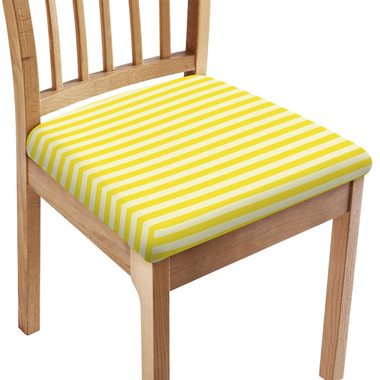 Yellow Striped Pattern Print Chair Cushion Cover