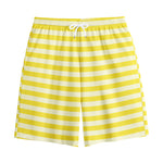 Yellow Striped Pattern Print Cotton Shorts