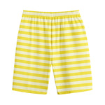 Yellow Striped Pattern Print Cotton Shorts