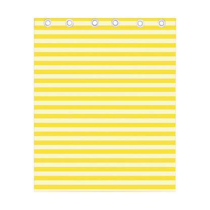 Yellow Striped Pattern Print Curtain