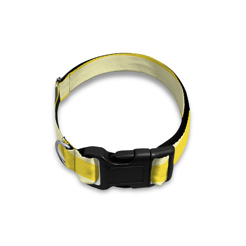 Yellow Striped Pattern Print Dog Collar
