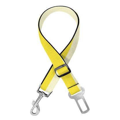Yellow Striped Pattern Print Dog Seat Belt