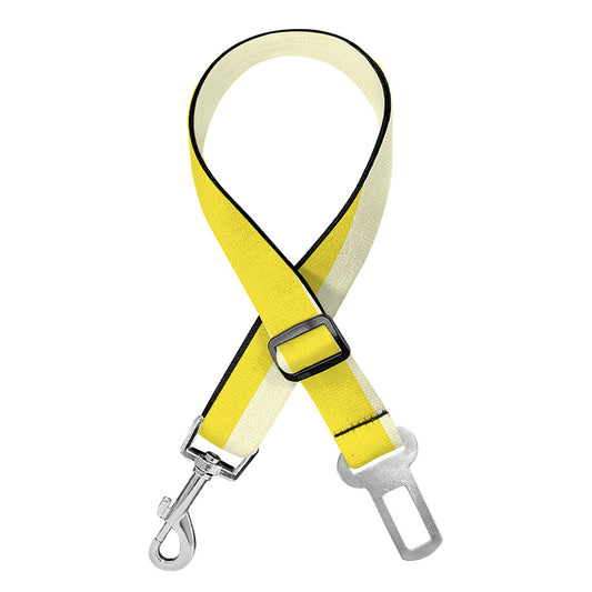 Yellow Striped Pattern Print Dog Seat Belt