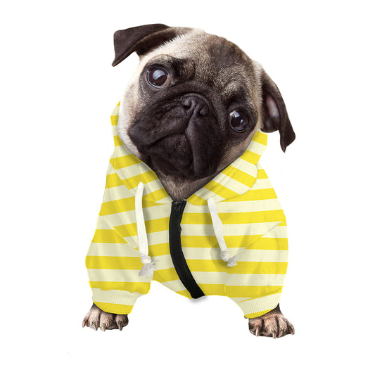 Yellow Striped Pattern Print Dog Zip Up Hoodie