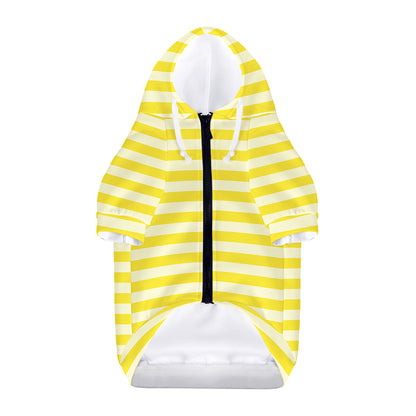 Yellow Striped Pattern Print Dog Zip Up Hoodie