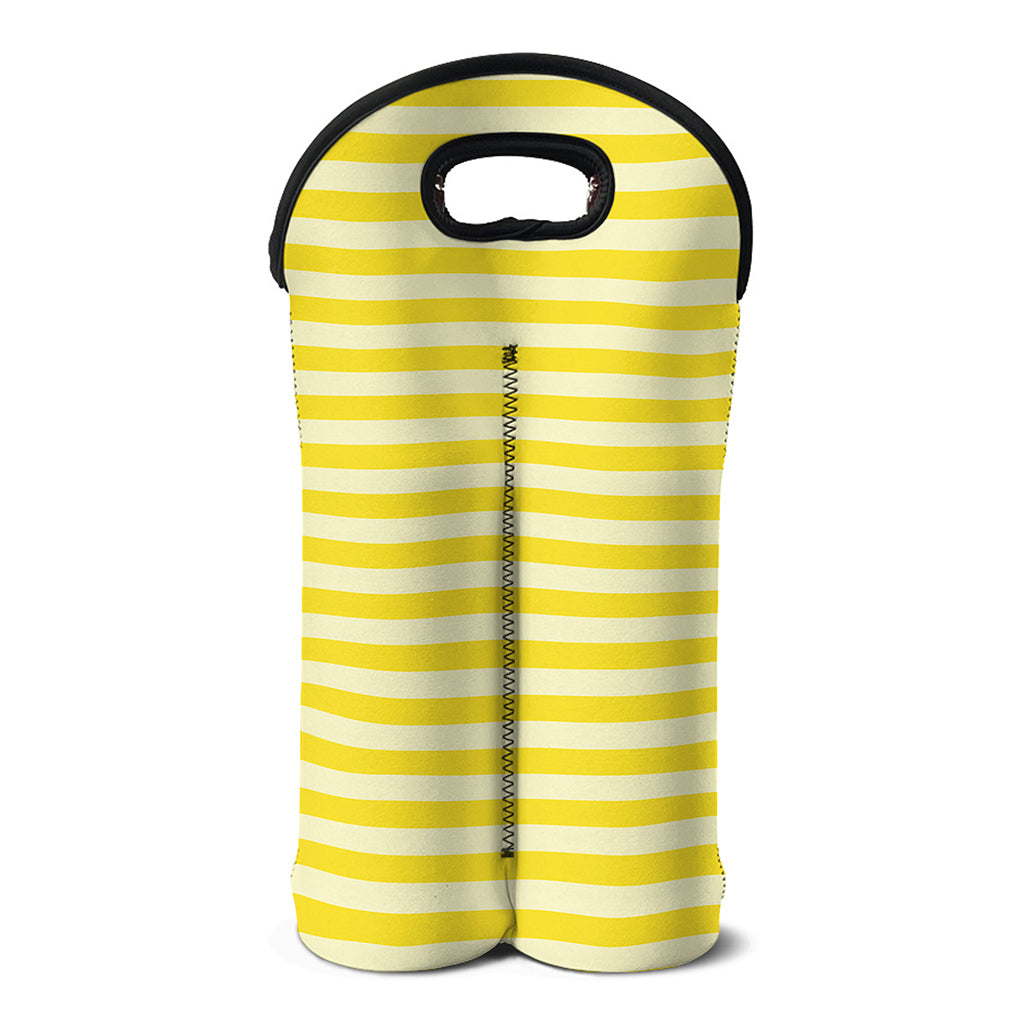 Yellow Striped Pattern Print Double Neoprene Wine Tote