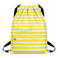 Yellow Striped Pattern Print Drawstring Backpack