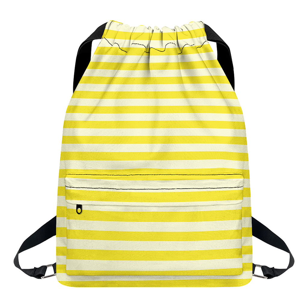 Yellow Striped Pattern Print Drawstring Backpack