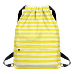 Yellow Striped Pattern Print Drawstring Backpack