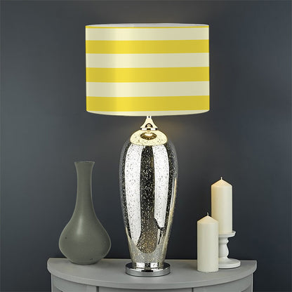 Yellow Striped Pattern Print Drum Lamp Shade