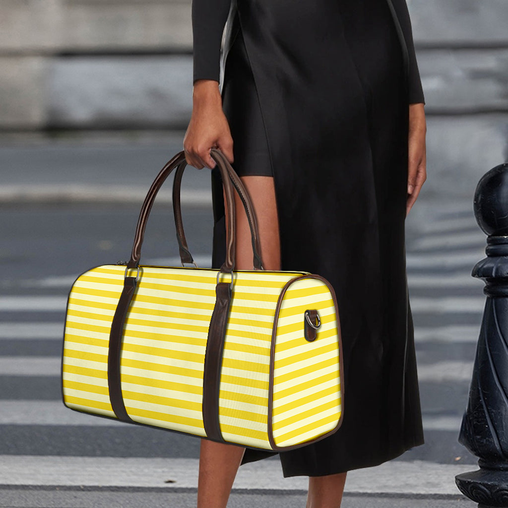 Yellow Striped Pattern Print Duffle Bag