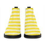 Yellow Striped Pattern Print Flat Ankle Boots