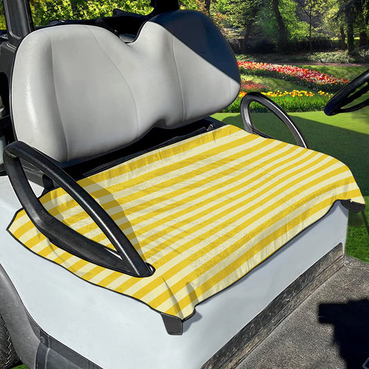 Yellow Striped Pattern Print Golf Cart Seat Cover