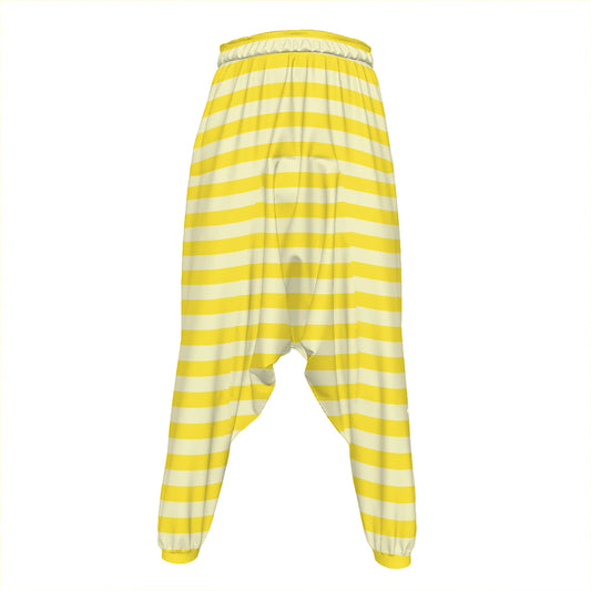 Yellow Striped Pattern Print Hammer Pants