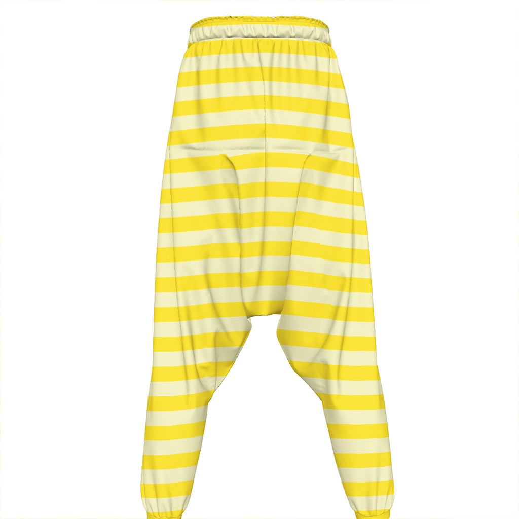 Yellow Striped Pattern Print Hammer Pants
