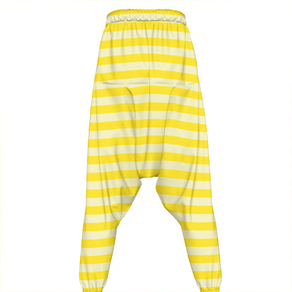 Yellow Striped Pattern Print Hammer Pants