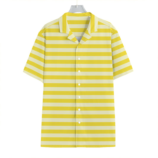 Yellow Striped Pattern Print Hawaiian Shirt