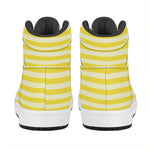 Yellow Striped Pattern Print High Top Leather Sneakers