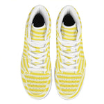 Yellow Striped Pattern Print High Top Leather Sneakers